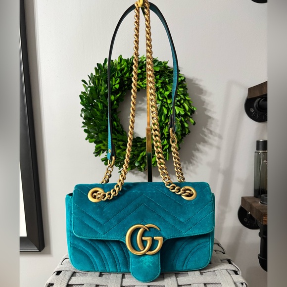 Gucci Handbags - Gucci GG Marmont Flap Bag Matelasse Velvet Small